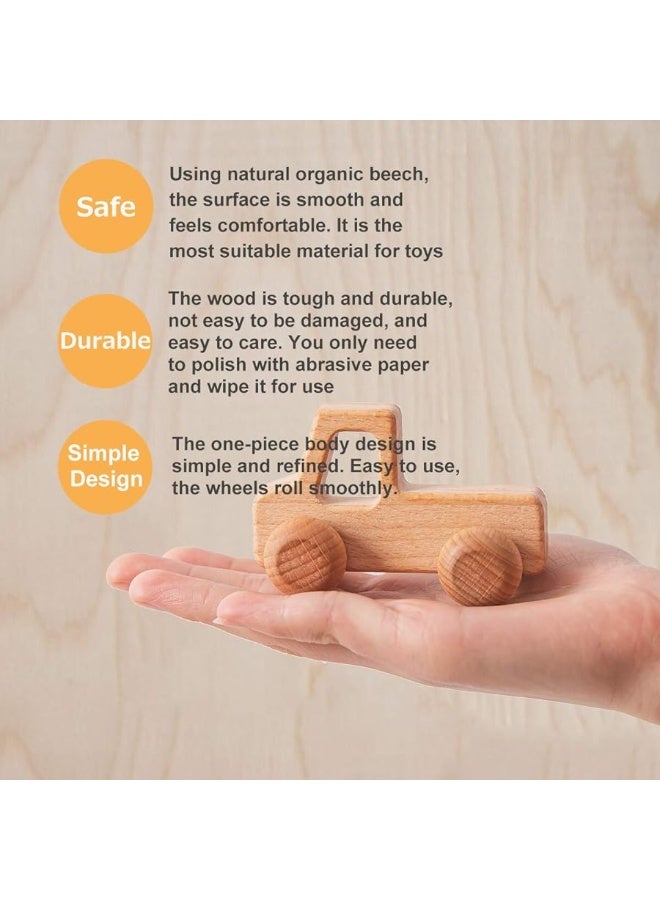 Promise Babe 2PC Truck Shape Wooden Rattles Baby Teether Toys Montessori Inspired Teething Push Toys Perfect Shower Gift for Baby - Image 1