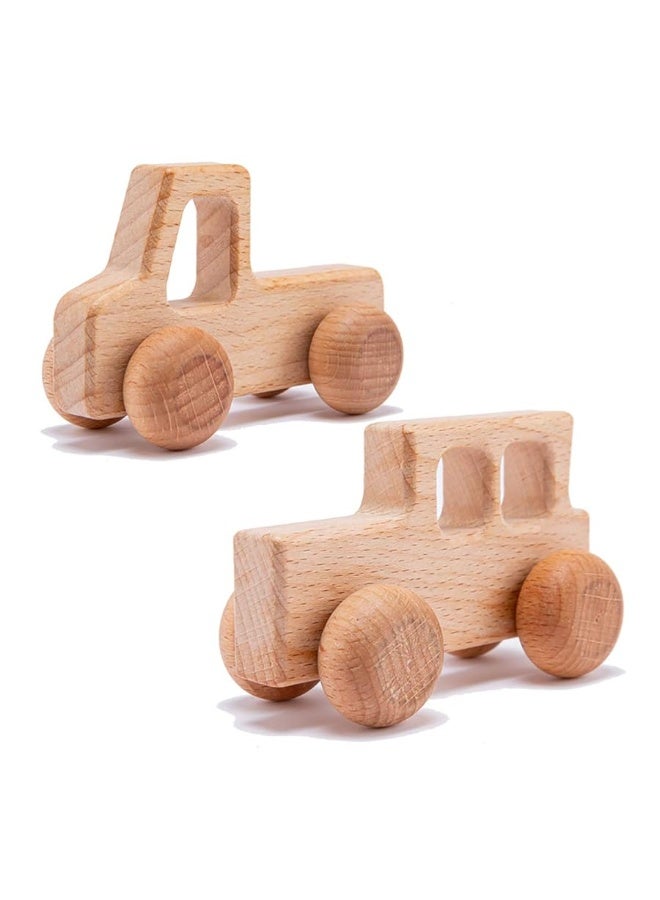 Promise Babe 2PC Truck Shape Wooden Rattles Baby Teether Toys Montessori Inspired Teething Push Toys Perfect Shower Gift for Baby - Image 3