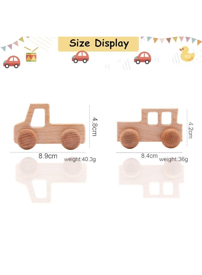 Promise Babe 2PC Truck Shape Wooden Rattles Baby Teether Toys Montessori Inspired Teething Push Toys Perfect Shower Gift for Baby - Image 2