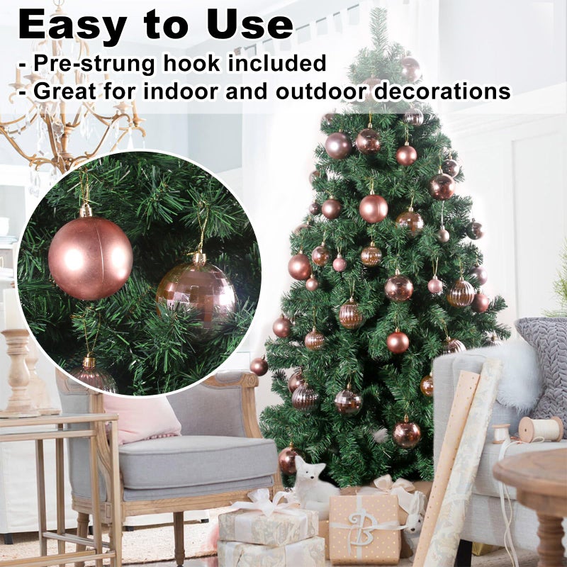 GameXcel Rose Gold 3.2"" Large Christmas Balls - Christmas Tree Decoration Ornaments Shatterproof Hanging Balls for Birthday Halloween Holiday Wedding Decorations Set of 24pcs - Image 5