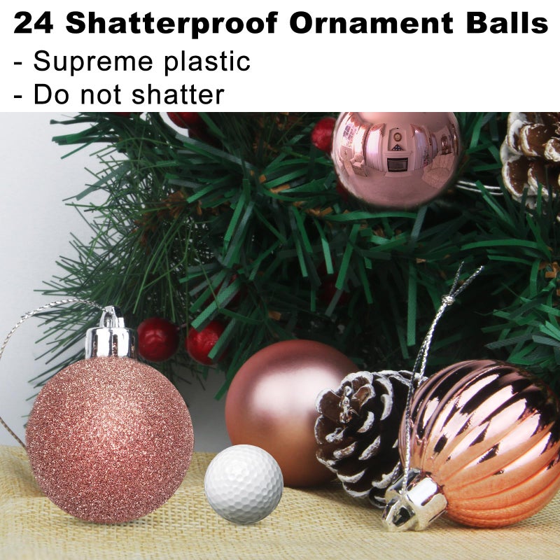 GameXcel Rose Gold 3.2"" Large Christmas Balls - Christmas Tree Decoration Ornaments Shatterproof Hanging Balls for Birthday Halloween Holiday Wedding Decorations Set of 24pcs - Image 3