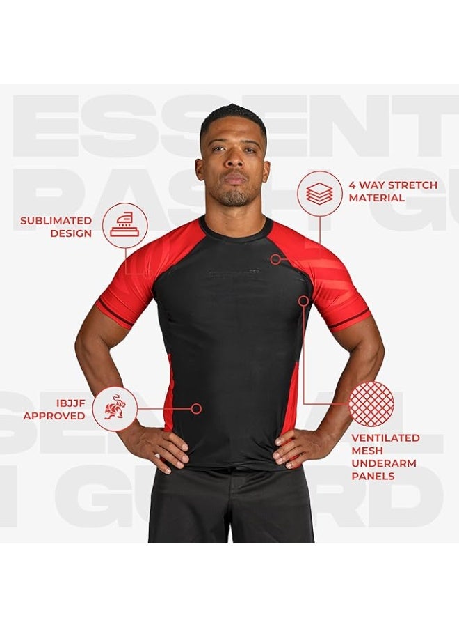 Sanabul  Essential Short Sleeve Compression Shirt For Men | Mma Wrestling Jiu Jitsu Bjj Base Layer Rash Guard | Workout Men'S Compression Shirt (Small, Red) - Image 4