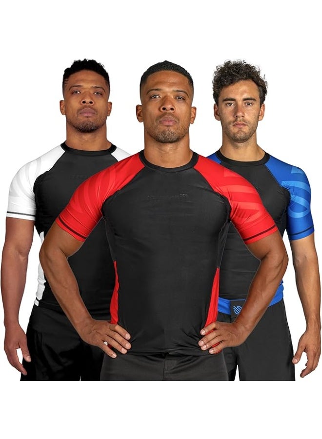 Sanabul  Essential Short Sleeve Compression Shirt For Men | Mma Wrestling Jiu Jitsu Bjj Base Layer Rash Guard | Workout Men'S Compression Shirt (Small, Red) - Image 1