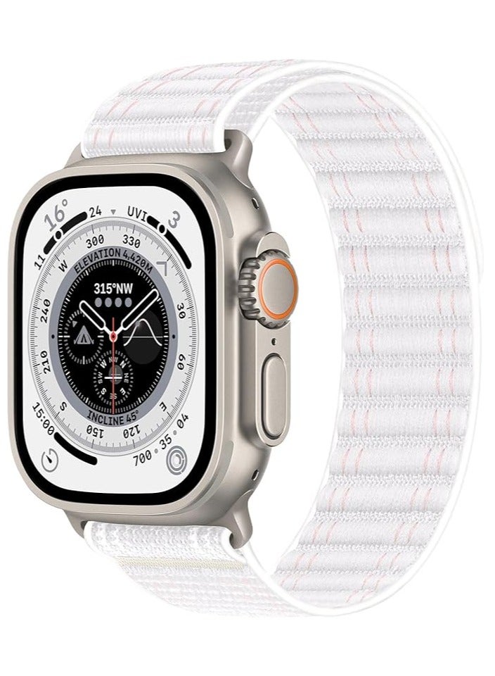 MIGOFAST Apple Watch Strap 46mm 45mm 44mm 49mm Men  Braided Sport Loop Band for IWatch Series 10 9 8 7 6 5 4 3/SE 2/Ultra 2  Breatheable Nylon Fabric Velcro Strap White - Image 2