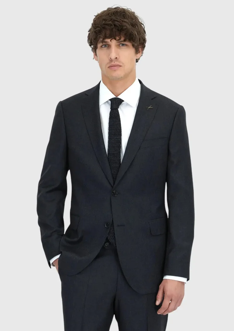 RAMSEY Black Regular Fit 100% Wool Suit