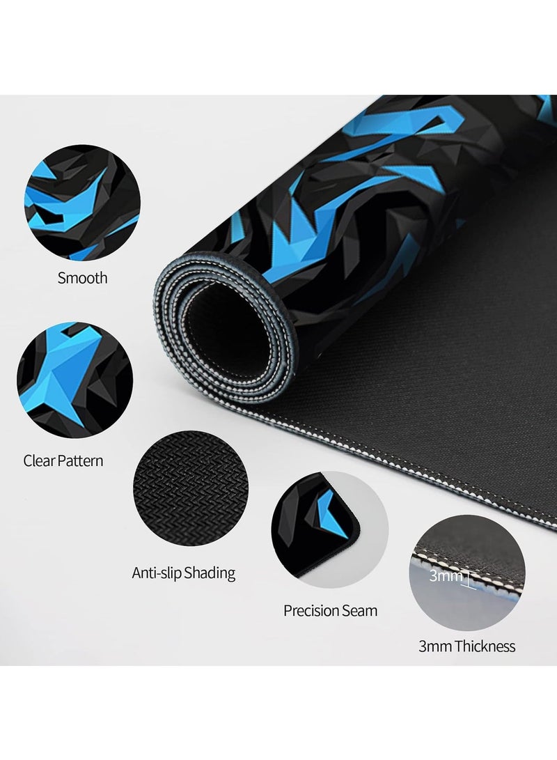 DUNISO Large Mouse Pad Mouse Pad 800x300mm Blue Shards Mouse Pad Office Desk Mat Desk Pad, Non Slip Rubber Base, Keyboard MousePad For Computers/Laptop - Image 4