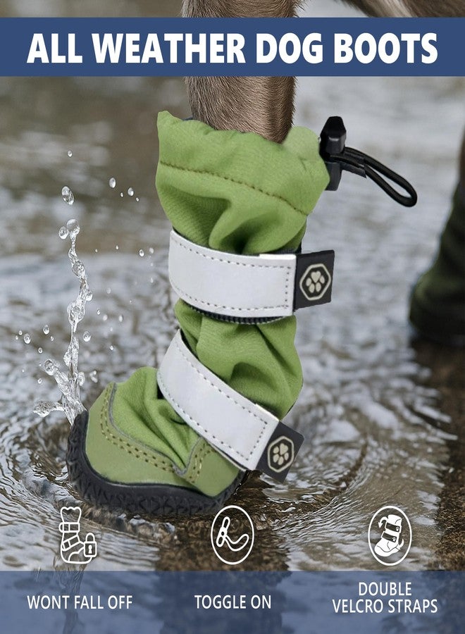 Spark Paws Dog Shoes, Waterproof Dog Boots for Medium to Large Dogs, Non Slip, Breathable Dog Booties and Paw Protectors - 4PCS Doggie Hiking Boots with Reflective Straps - Green, Size 6 - Image 3