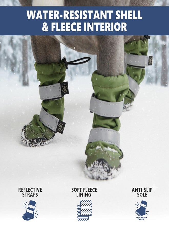 Spark Paws Dog Shoes, Waterproof Dog Boots for Medium to Large Dogs, Non Slip, Breathable Dog Booties and Paw Protectors - 4PCS Doggie Hiking Boots with Reflective Straps - Green, Size 6 - Image 5