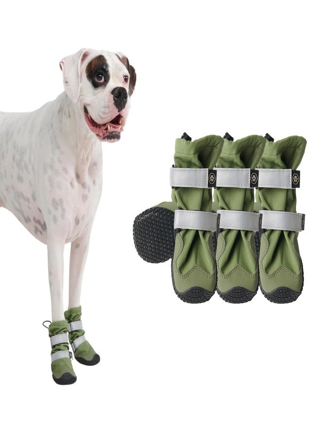 Spark Paws Dog Shoes, Waterproof Dog Boots for Medium to Large Dogs, Non Slip, Breathable Dog Booties and Paw Protectors - 4PCS Doggie Hiking Boots with Reflective Straps - Green, Size 6 - Image 1