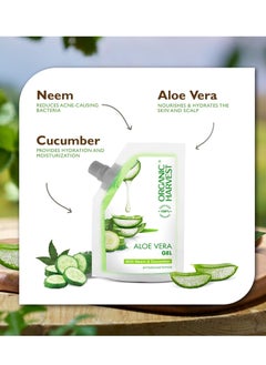 Organic Harvest Aloe Vera Gel with Neem & Cucumber Extract Multi-purpose Aloe Vera Gel for Face and Hair For All Skin & Hair Types| 100% Certified Organic Sulphate & Paraben Free 100ml  - Image 3