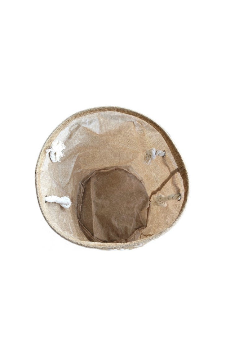 سلة غسيل طبيعية من الجوت HY-117 مع طباعة – حقيبة تخزين غسيل قابلة للطي - Image 2