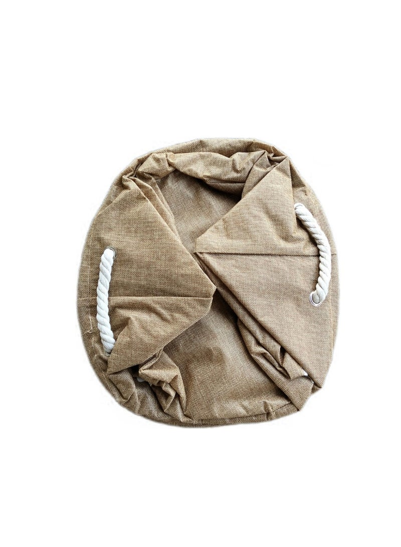 سلة غسيل طبيعية من الجوت HY-117 مع طباعة – حقيبة تخزين غسيل قابلة للطي - Image 3