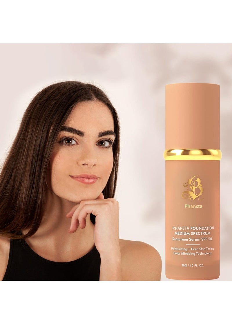 PHANSTA Lasting Poreless Liquid Foundation, Medium to Full Coverage with Matte Finish, Covers Blemishes & Under-Eye Circles for All Skin Types, 4 in 1 Longwearing & Waterproof Liquid Foundation with SPF 50+ - Image 5