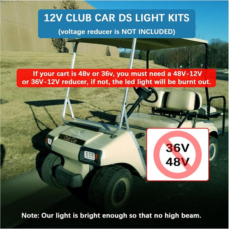 Golf Cart Club Car DS LED Light Kit - Headlights & Tail Lights for 1993 and Up Models - Image 4