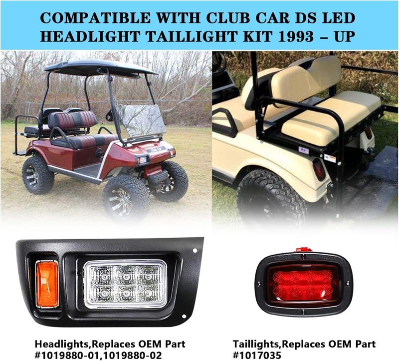Golf Cart Club Car DS LED Light Kit - Headlights & Tail Lights for 1993 and Up Models - Image 3