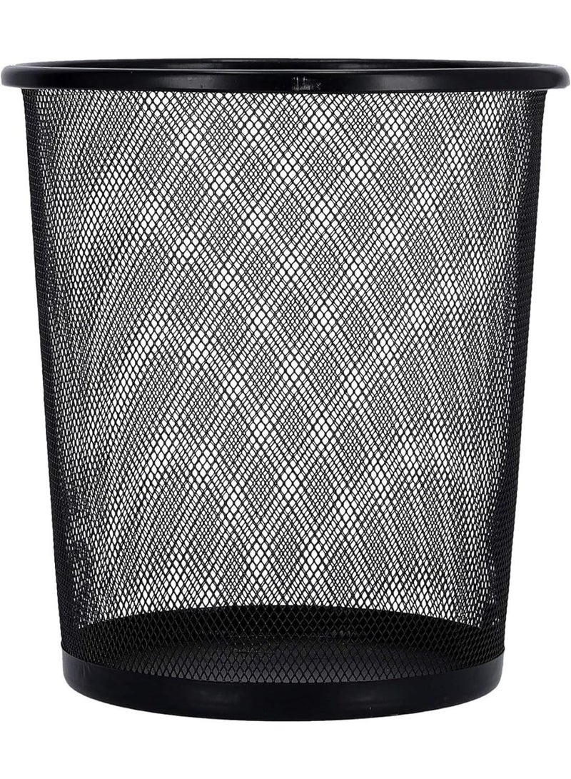 Dunekart Metal Mesh Wastebasket with Sturdy Base, Small Trash Can for Office Desk Bathroom Bedroom, Lightweight Wire Garbage Bin - Black - Image 1