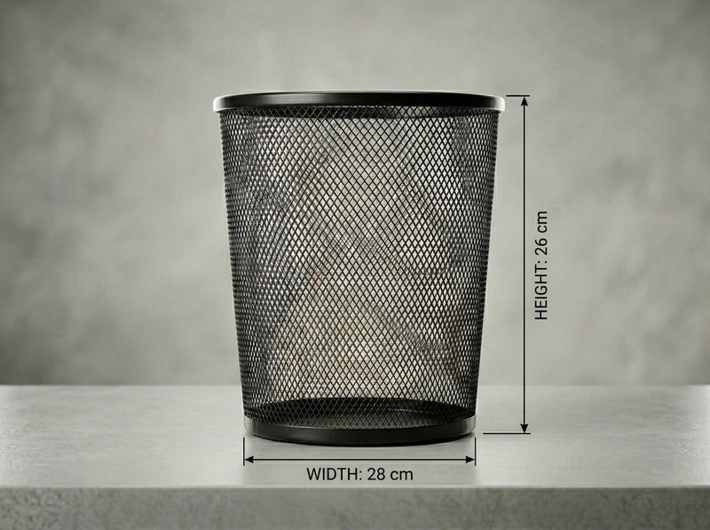 Dunekart Metal Mesh Wastebasket with Sturdy Base, Small Trash Can for Office Desk Bathroom Bedroom, Lightweight Wire Garbage Bin - Black - Image 4