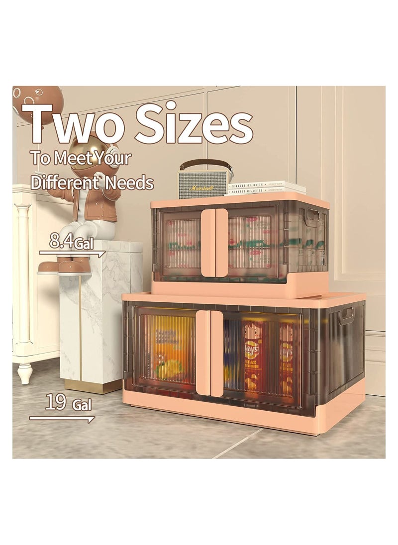 Cool Baby - COOLBABY Storage Bins with Lids - Collapsible Storage Bins, Plastic Storage Bins 32L Folding Storage Box Stackable Toy Storage Bins, Containers for Organizing Storage Box with Door - Image 1