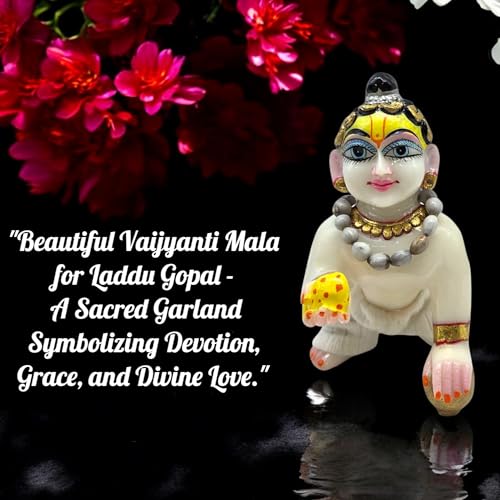 Vrindavanstore.in Laddu Gopal Vaijyanti Mala with Golden Lock – Divine Tulsi-Like Beads Mala for Thakur Ji/Bal Gopal | Sacred Accessory for Daily Pooja, Janmashtami & Devotional Gifting (Pack of 1) - Image 3