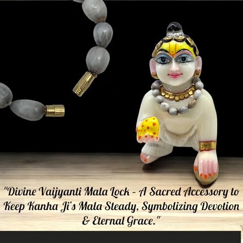 Vrindavanstore.in Laddu Gopal Vaijyanti Mala with Golden Lock – Divine Tulsi-Like Beads Mala for Thakur Ji/Bal Gopal | Sacred Accessory for Daily Pooja, Janmashtami & Devotional Gifting (Pack of 1) - Image 4