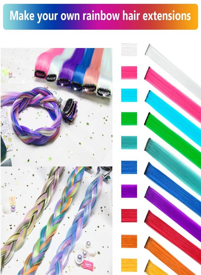 Fully Long Straight Color Hair Streak Extensions for Kids Girls | Colourful Highlight Clip in Hair Stripe for Women (Multicolor - Set of 6 Pcs) - Image 4
