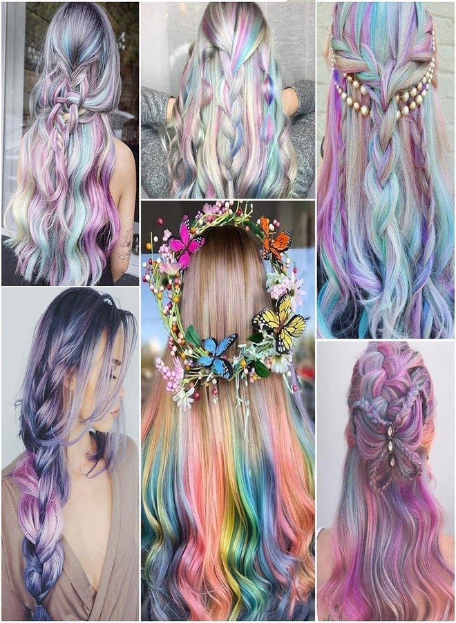 Fully Long Straight Color Hair Streak Extensions for Kids Girls | Colourful Highlight Clip in Hair Stripe for Women (Multicolor - Set of 6 Pcs) - Image 2
