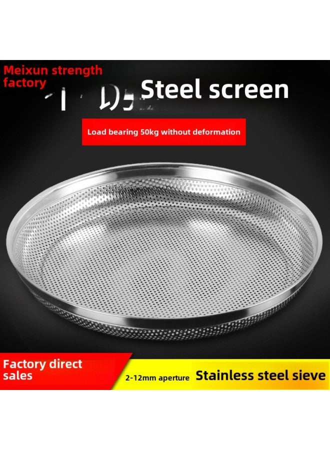 Sieve Stainless Steel Screen Dustpan Drying Screen Rice Sieve Sand Gardening Sieve Soil Sieve Grain Grain Filter-Specifications:Stainless Steel 53cm Disc Height 7cm - Non-porous - Image 2