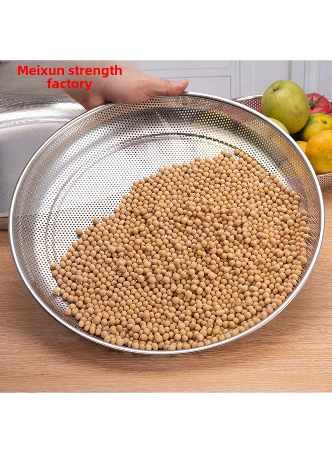 Sieve Stainless Steel Screen Dustpan Drying Screen Rice Sieve Sand Gardening Sieve Soil Sieve Grain Grain Filter-Specifications:Stainless Steel 53cm Disc Height 7cm - Non-porous - Image 4