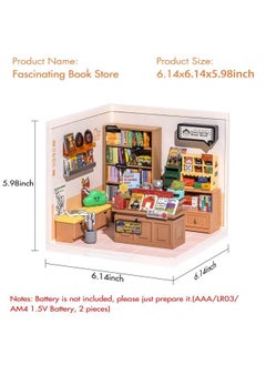 Rolife Led Building Blocks For Adults1:24 Toy Building Setsmodel Building Kits For Kids Ages 81215Diy Miniature Dollhouse Kits For Adultshobbies For Women Men (3.Fascinating Book Store)  - Image 4