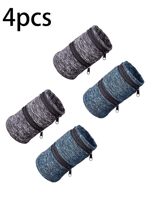 Ailily 4 pcs Wrist Pouch/Wrist Wallet -Sports Pocket Wristband Wallet with Zipper Pocket for Cash,ID Card,Ticket,Key,Jewelry. Perfect for Travel & Sports - Image 1
