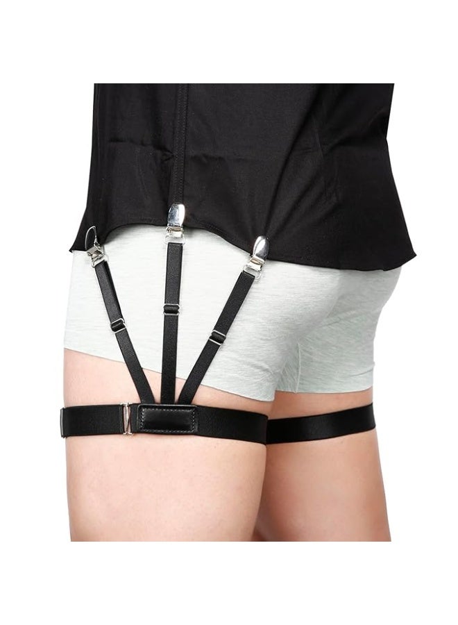 Accessorize Kingdom Men's Shirt Stays Upgrade Adjustable Elastic Garter Military Shirts Holder with Non-slip Locking Clamps (Black, free size) - Image 1
