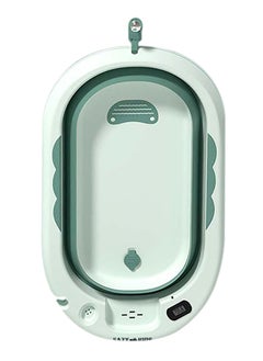 Eazy Kids Temperature Controlled Foldable Bathtub With Intelligent Temperature Monitoring Thermometer And Baby Head Shampoo Wash Rinse Mug - Green  - Image 1
