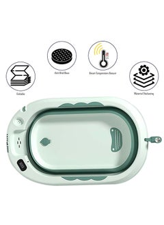 Eazy Kids Temperature Controlled Foldable Bathtub With Intelligent Temperature Monitoring Thermometer And Baby Head Shampoo Wash Rinse Mug - Green  - Image 2