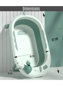 Eazy Kids Temperature Controlled Foldable Bathtub With Intelligent Temperature Monitoring Thermometer And Baby Head Shampoo Wash Rinse Mug - Green  - Image 3