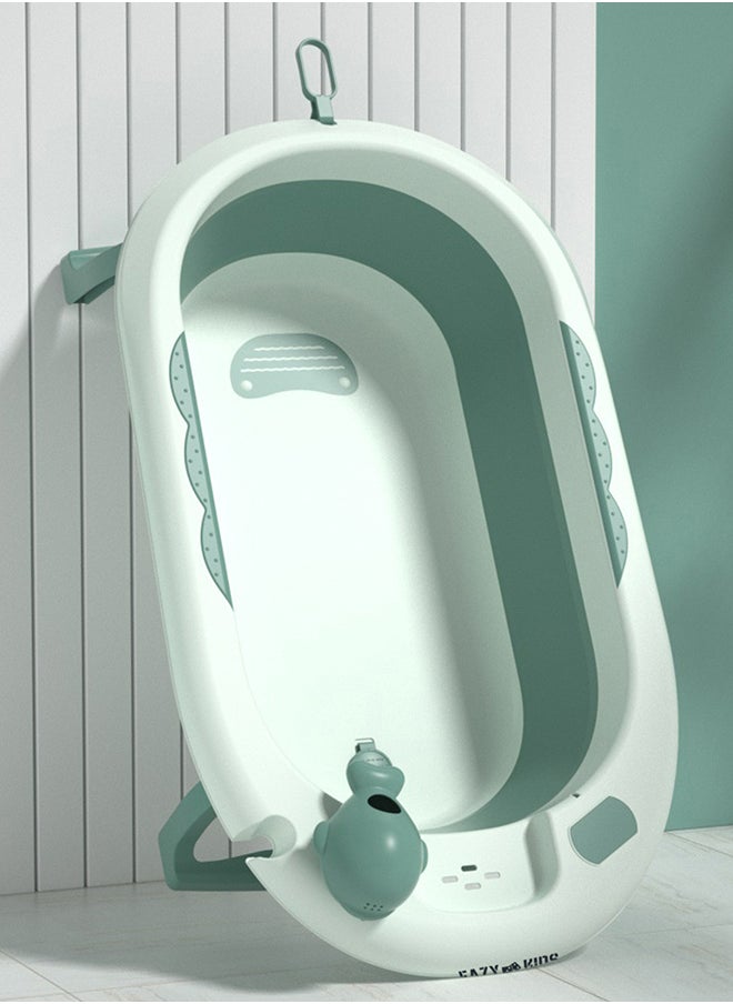 Eazy Kids Temperature Controlled Foldable Bathtub With Intelligent Temperature Monitoring Thermometer And Baby Head Shampoo Wash Rinse Mug - Green  - Image 5
