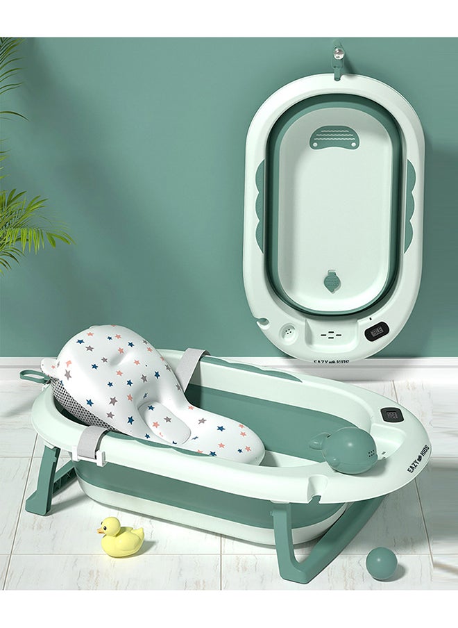 Eazy Kids Temperature Controlled Foldable Bathtub With Intelligent Temperature Monitoring Thermometer And Baby Head Shampoo Wash Rinse Mug - Green  - Image 4