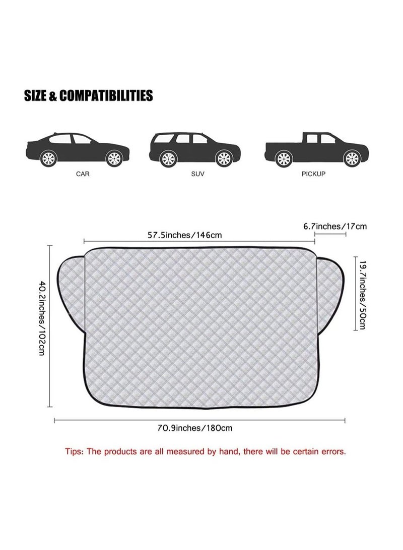 Generic Car Sun Shade, Front Car Windshield Sunshade, Windscreen Cover UV Magnetic Windshield Protector Dust Water Resistant Snow Ice Cover for All Weather (57.5 * 40.2 inch) - Image 5