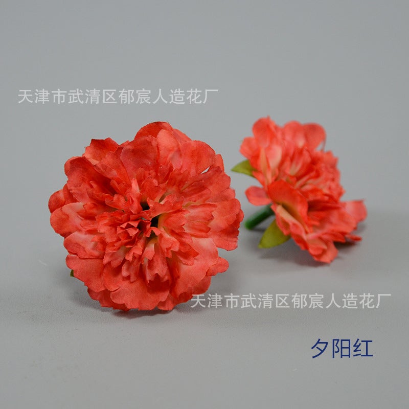 Generic Artificial Carnation Blooms Foliage Traditional Headdress Decor Sunset Red 