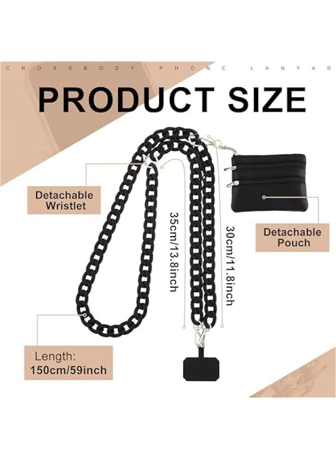 Clip and Go Strap for Phone with Wallet, Adjustable Crossbody Universal Phone Chains with Zippered Pouch for Women - Image 3