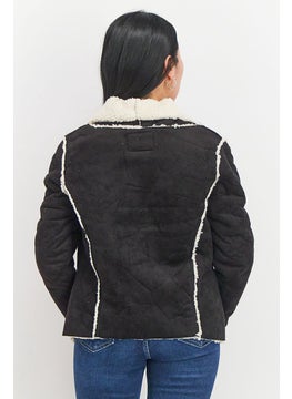 Weatherproof Women Open Front Long Sleeve Faux Suede Jacket, Black  - Image 4