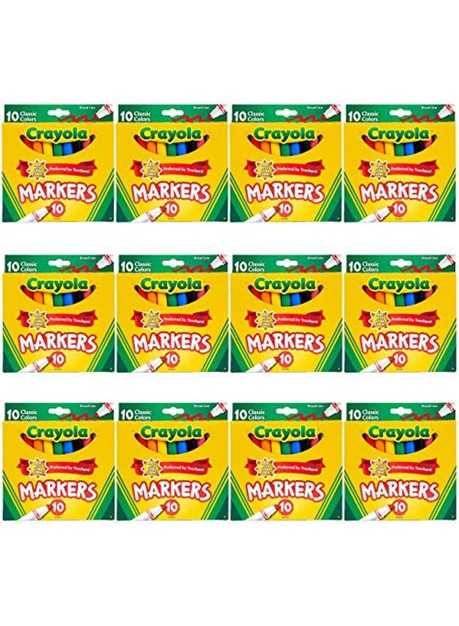 Crayola Broad Line Markers Bulk 12 Marker Packs With 10 Colors School Supplies Gift For Kids - Image 1