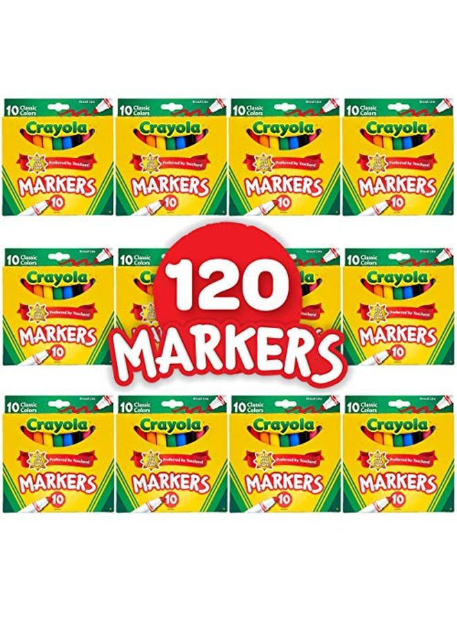 Crayola Broad Line Markers Bulk 12 Marker Packs With 10 Colors School Supplies Gift For Kids - Image 2