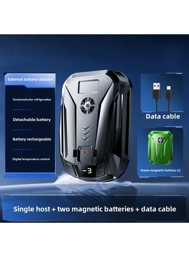 Wireless Mobile Phone Radiator Semiconductor Refrigeration Icing Back Clip Battery Charging Game Electronic Competition Universal Mute-Color:Green SL-14 Plus A Green 1500 MA - Image 1