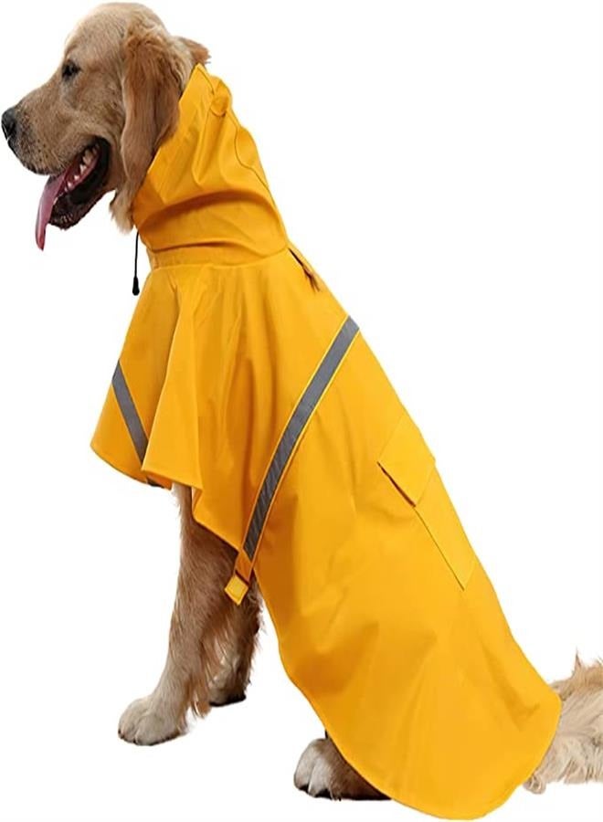 Generic Large Dog Raincoat Adjustable Pet Waterproof Clothing Lightweight Rain Jacket Cape Hooded with Reflective Strips (M, Yellow)  - Image 1