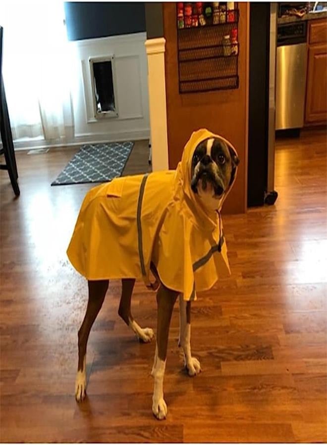 Generic Large Dog Raincoat Adjustable Pet Waterproof Clothing Lightweight Rain Jacket Cape Hooded with Reflective Strips (M, Yellow)  - Image 4