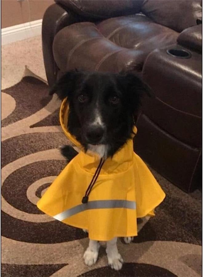 Generic Large Dog Raincoat Adjustable Pet Waterproof Clothing Lightweight Rain Jacket Cape Hooded with Reflective Strips (M, Yellow)  - Image 3