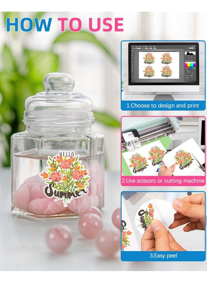 QYH Sticker Paper Printable Vinyl For Inkjet Printer - 160 Sheets Glossy Sticker Papers 8.5X11 In Premium White Labels Waterproof Stickers For Cricut Dries Quickly & Tear Resistant Easy Weeding  - Image 3