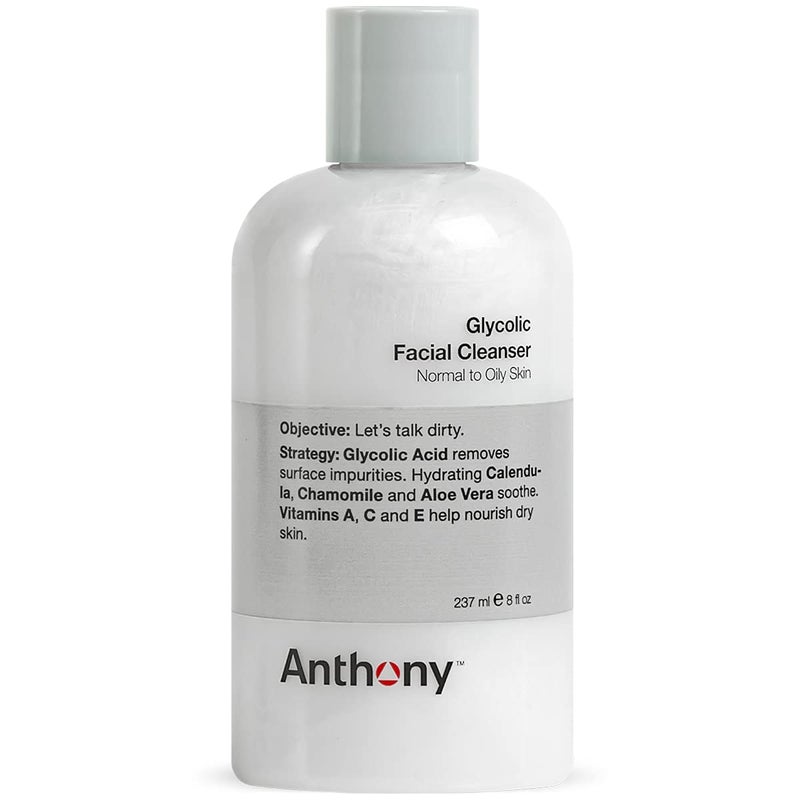 Anthony Glycolic Facial Cleanser for Men Daily Exfoliating  Hydrating Face Wash Shave Prep NonFoaming Deep Cleansing Gentle on Sensitive Skin Removes Dirt  Oil Smooths Texture 8 Fl Oz