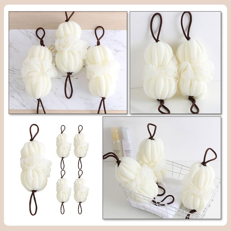 Large Beige Exfoliating Bath Loofah Sponge Set 5pcs Body Cleansing Spa Accessories - Image 4