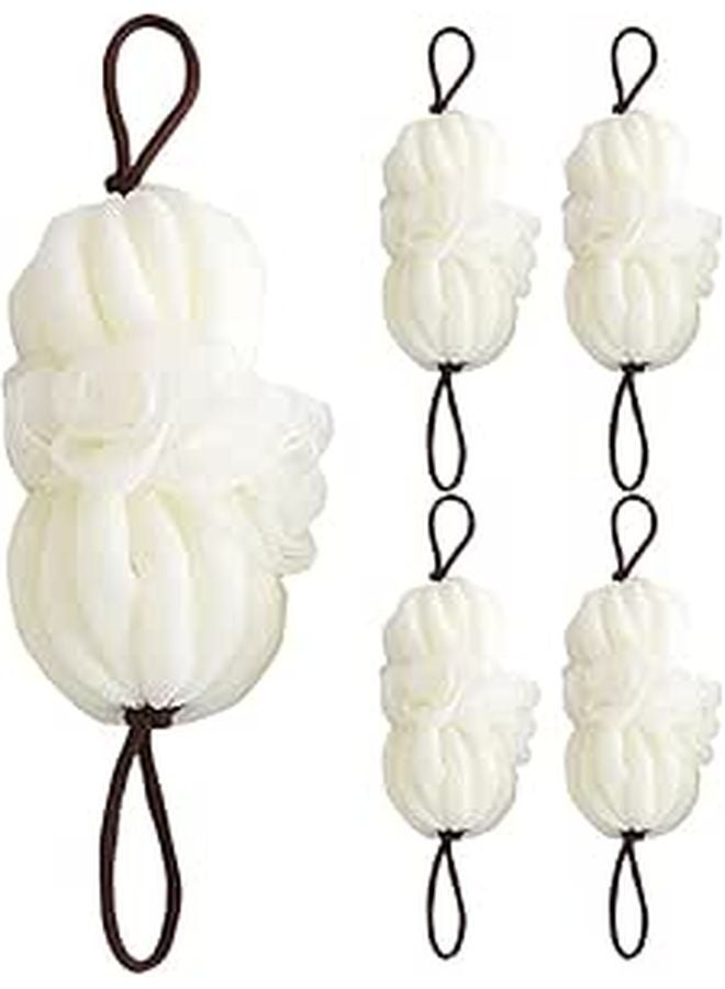 Large Beige Exfoliating Bath Loofah Sponge Set 5pcs Body Cleansing Spa Accessories - Image 1